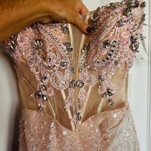 Elegant champagne/Pink Embellished Dress